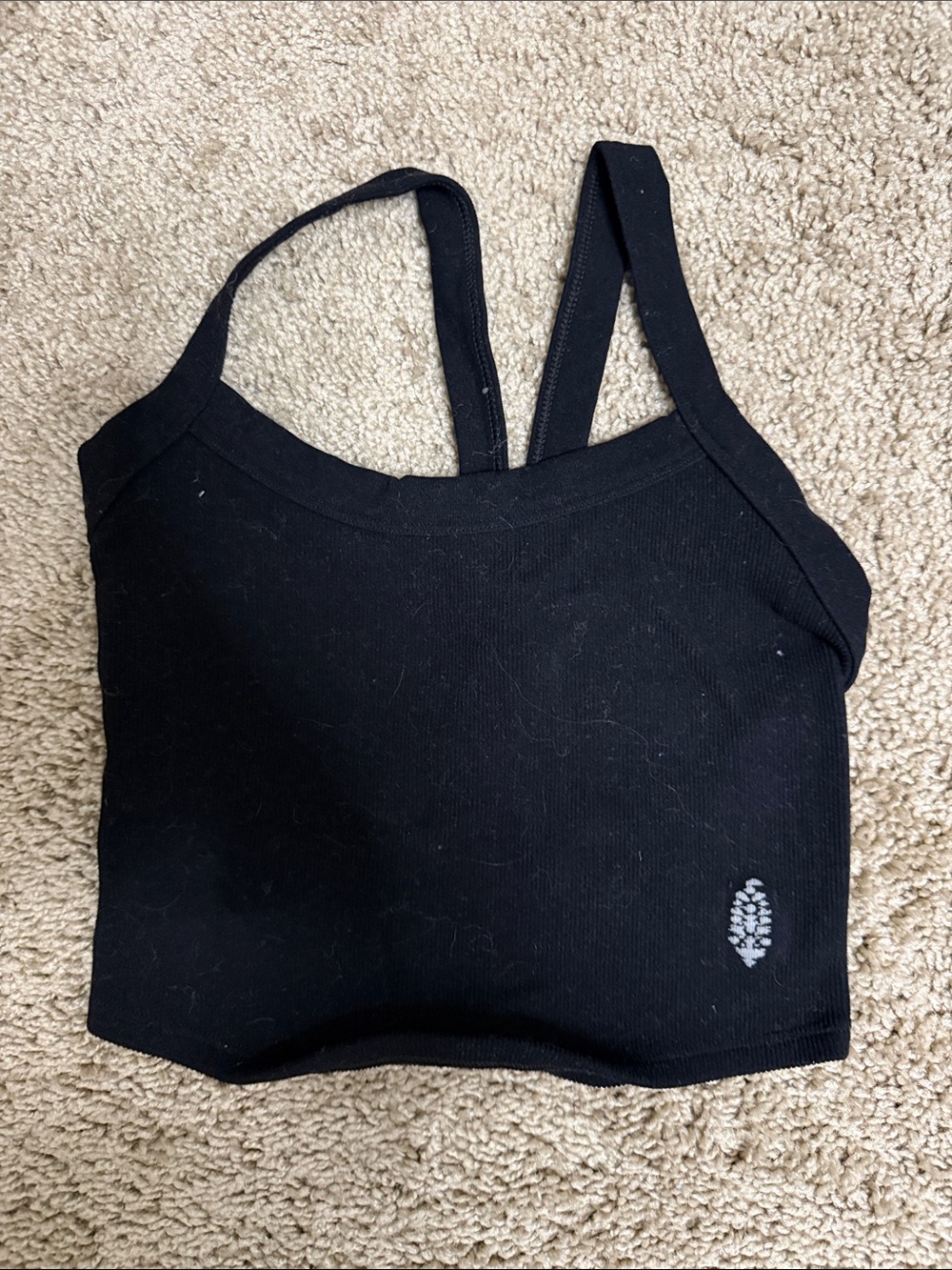 FP Movement by Free People Black Double-Strap Crop Tank